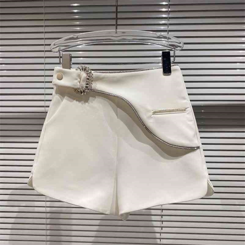 

Women Temperament Suit Shorts Solid Color High Waist With Belt Fashion Spring Summer 11B039 210525, White