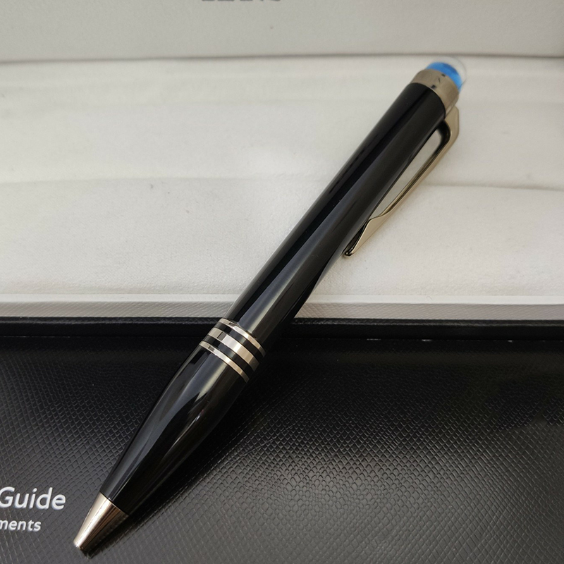 

5A Luxury Pen Classic Round Crystal Ballpoint With Blue Signature Pens Noble Gift Metal Forging Comfortable Writing Original box packaging