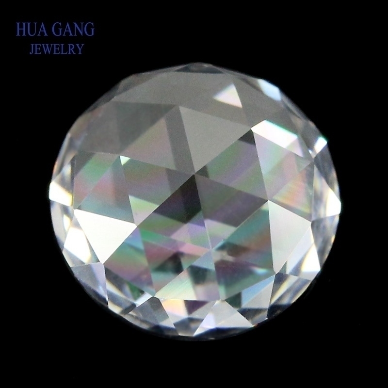 

White Cubic Zirconia Round Shape Flat Bottom Brilliant 5A 6mm~8mm CZ Rose Cut Loose Stone Beads For DIY