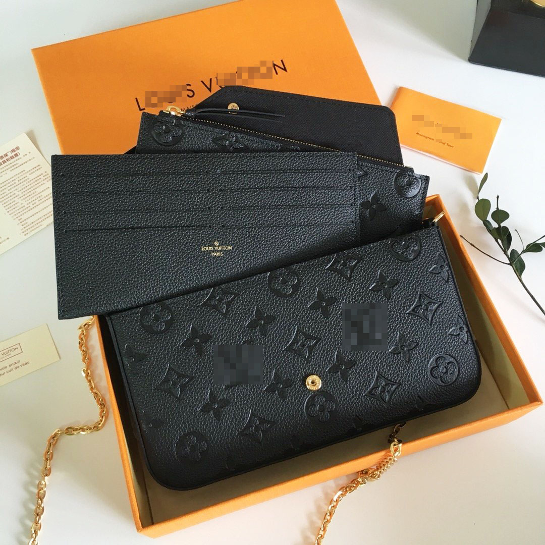 

3pcs multi pochette accessories women Crossbody Purse Messenger Shoulder bags HandbagGGLVLouisVitton YSLVUTTON, Pink embossed