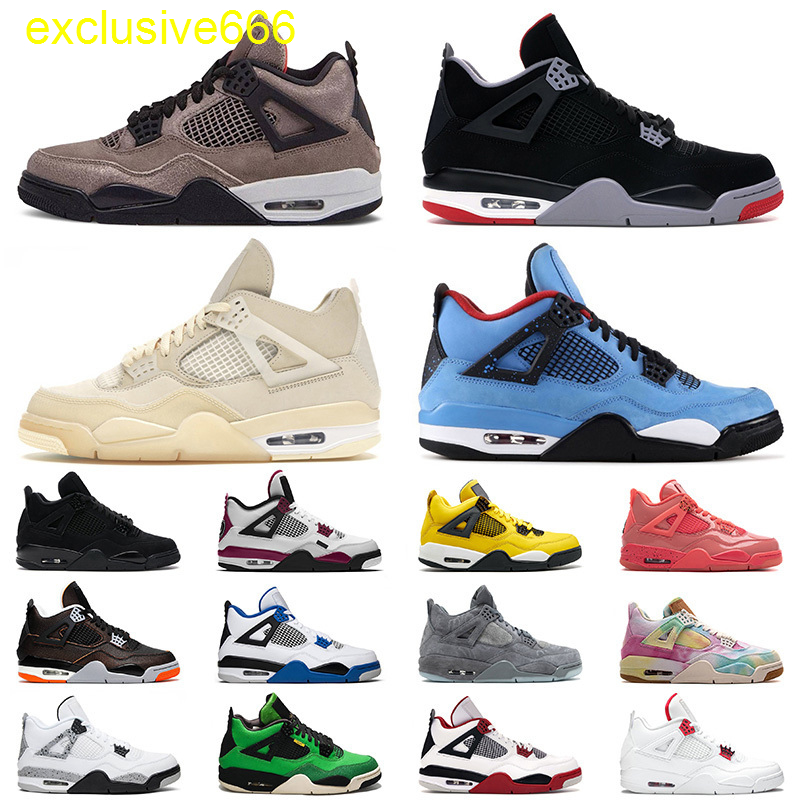 

Bred 4 4s Basketball Shoes Cactus Jack Sail Black Cat Men Women White Cement Cool Grey Off Trainers Sneakers, D38 fire red 40-47