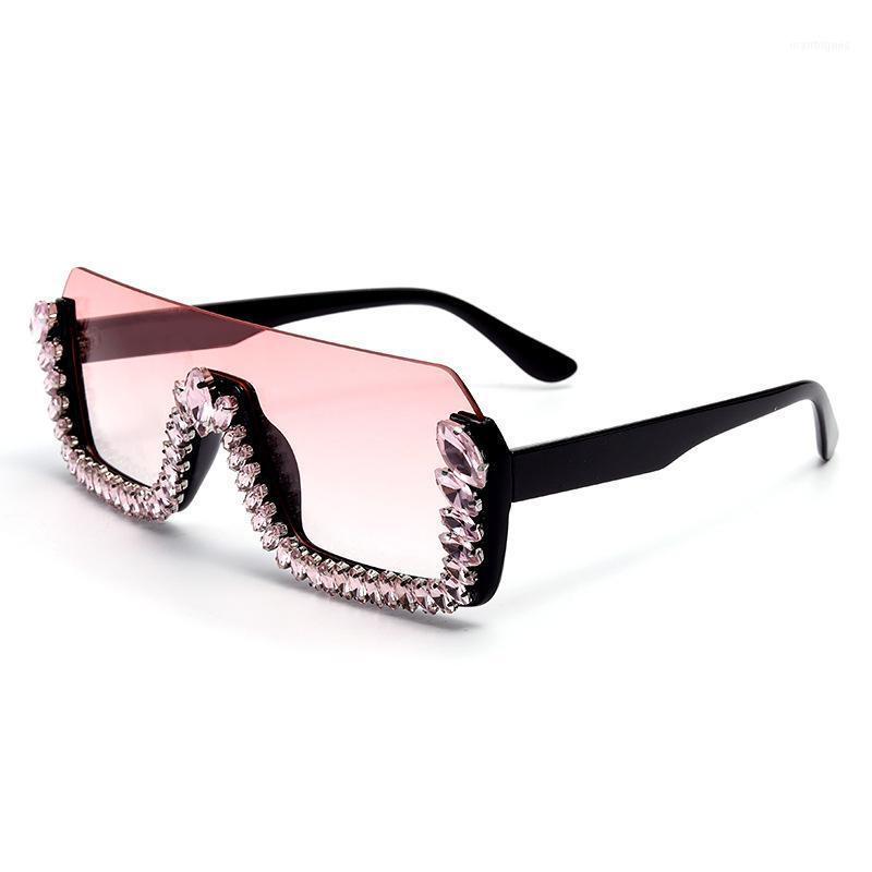 

Sunglasses Diamond Semi-Rimless Square Women Rhinestone Retro Gradient Sun Glasses Vintage Oversized Feminino Eyeglasses UV4001