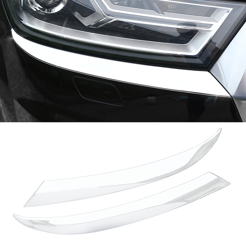 

For Audi Q7 4M 2016-2019 Car Accessories Front Headlight Trim Frame Sticker Cover Exterior Decoration Silver Chrome Moulding