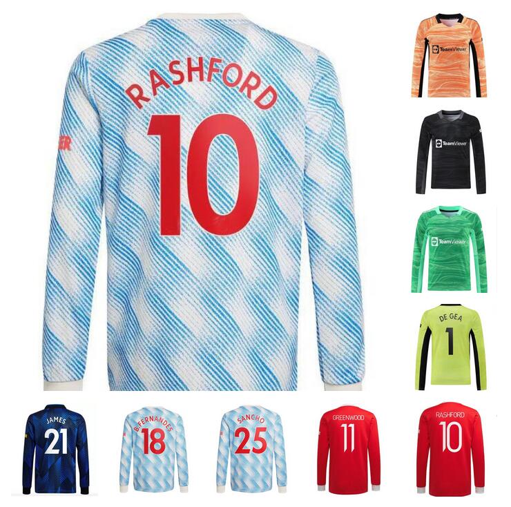 

21 22 B. FERNANDES SANCHO soccer jerseys LINGARD CAVANI SHAW Camiseta futbol VAN DE BEEK RASHFORD FRED GREENWOOD long sleeve goalkeeper uniform football shirts