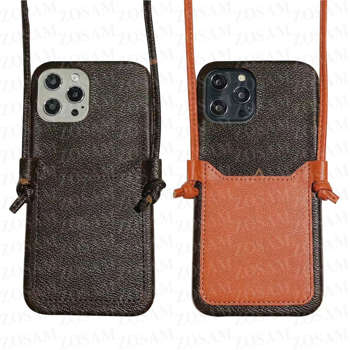 

Luxury Crossbosy Shoulder Strap Phone Cases for iPhone 13 13pro 12 12pro 11 Pro Max X Xs Xsmax Xr 8 7 Plus Leather Texture Card Pocket Case Roll String Cover, #1