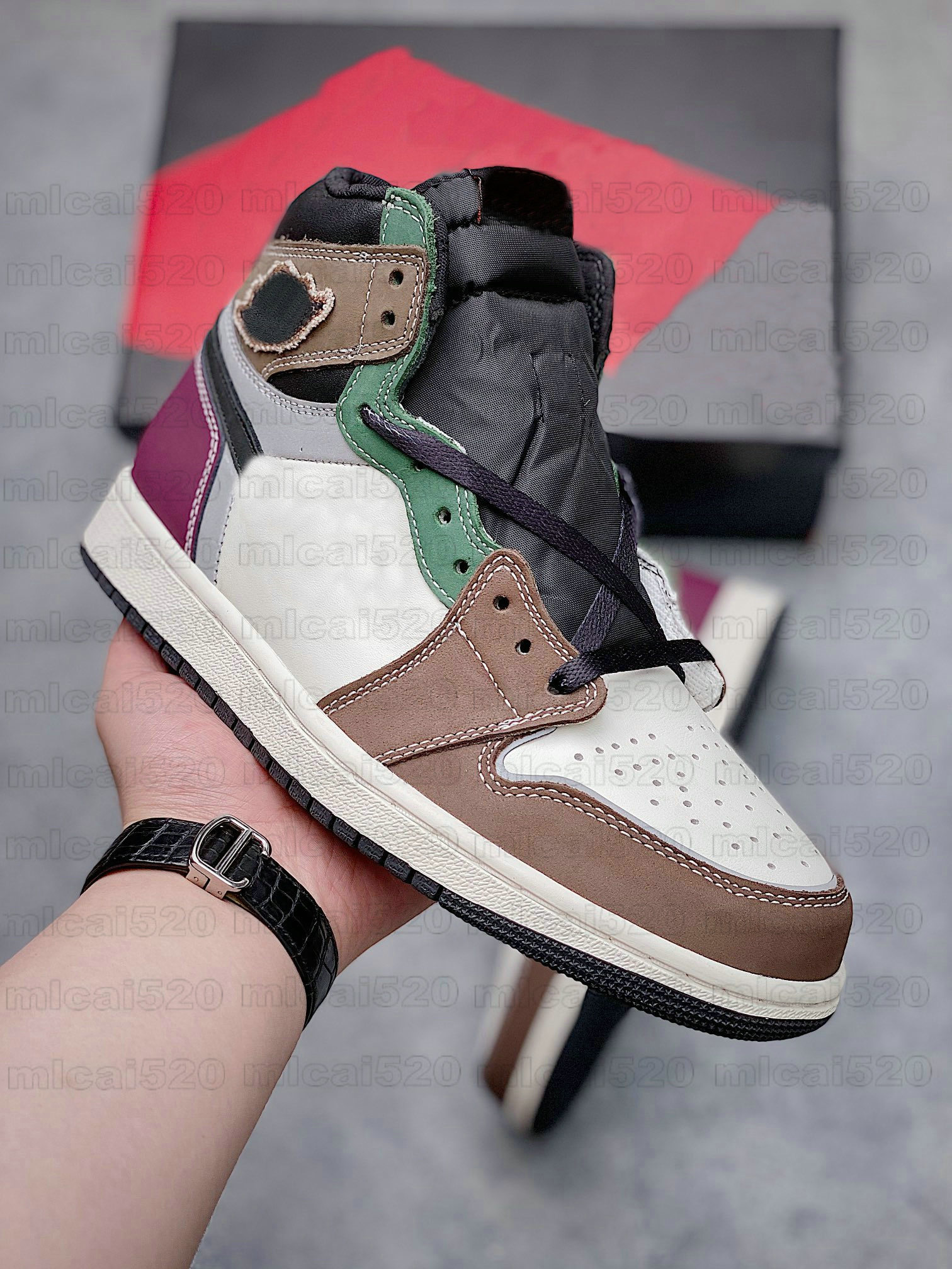 

1 High OG HAND CRAFTED HandCrafted Backetball Designer Shoes Jumpman 1s Black Archaeo Brown Dark Chocolate Men Womens Sports Trainer Sneaker