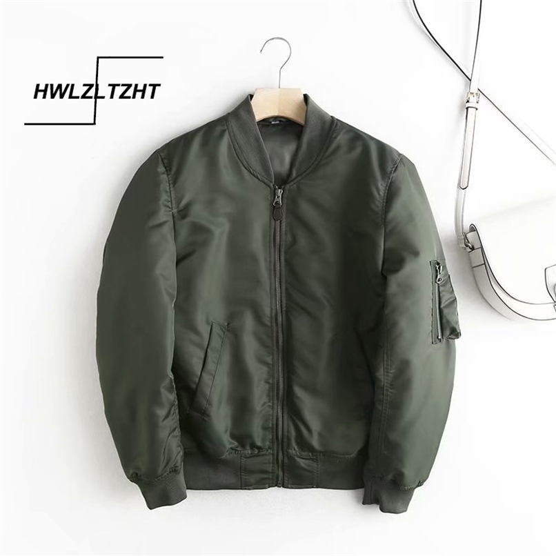 

HWLZLTZHT Winter Warm Women Baseball Jackets Loose Basic Coat Zipper Loose Bomber Jacket Female Outwear Tops Chaqueta Mujer 211109, Black