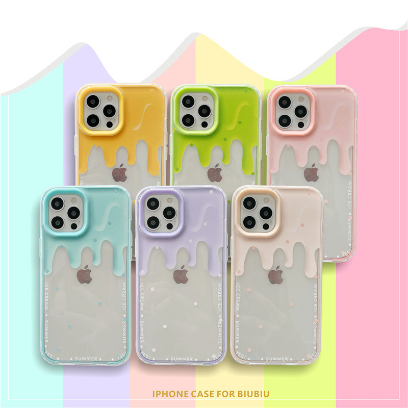 

Summer Ice Cream 3 in 1 Camera Protective Candy Color Cases Clear Shockproof Bumper Drop Resistance Cover For iPhone 13 12 Mini 11 Pro Max XR XS X 8 7 Plus, Mix colors