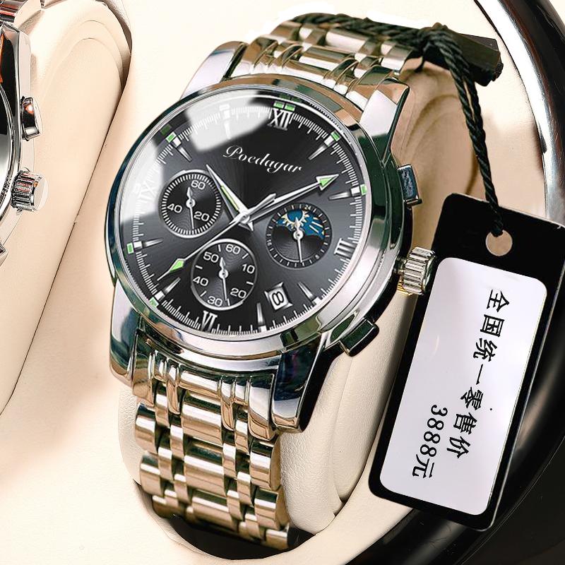 

Wristwatches Poedagar Brand Men Watches 2021 Luxury Designer Waterproof Luminous Stainless Steel Big Dial With Date Japan Quartz Casual, 8058 sl bk l