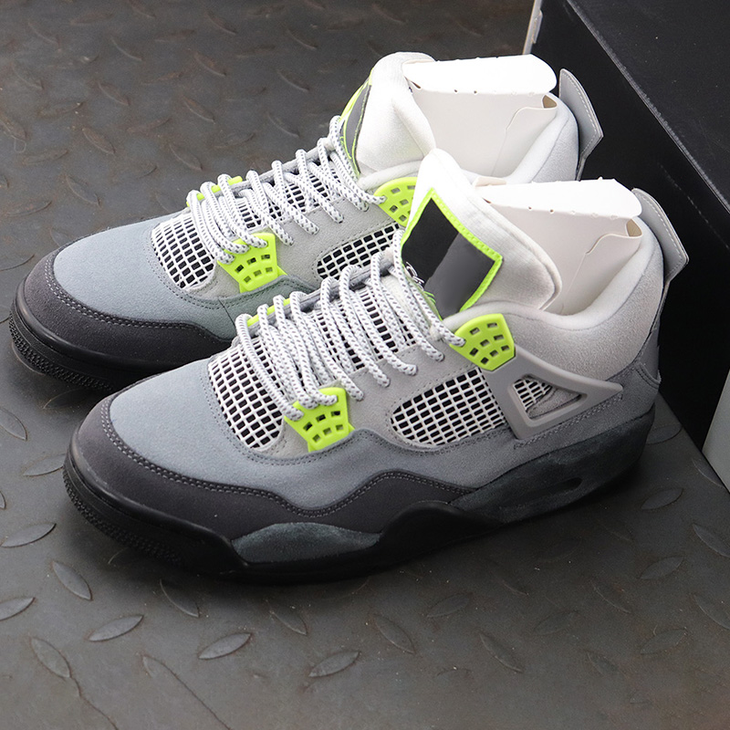 

2021 Jumpman 4 grey-green Basketball Shoes classic design Running Sneakers Men Sport Trainers With Box