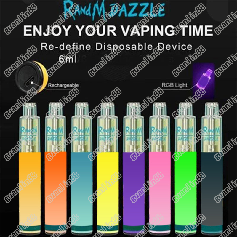 

Authentic Randm Dazzle Disposable Pod Device Kit 1100mAh Battery 2000 Puffs Prefilled 6ml Cartridge Vape Pen With RGB Light Vs Plus XXL