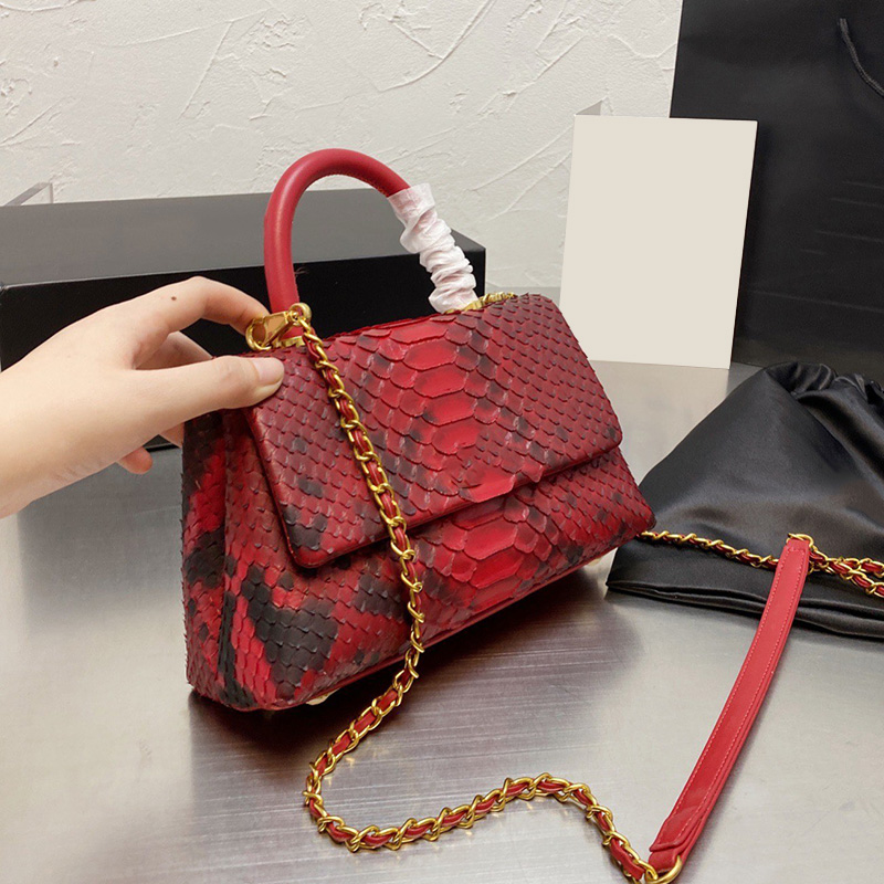 

Classic Serpentine Cowhide Top Handle Totes Bags 2021 Winter Cross Body Shoulder Mini Flap Calfskin Real Leather France Women Lady 22*12cm