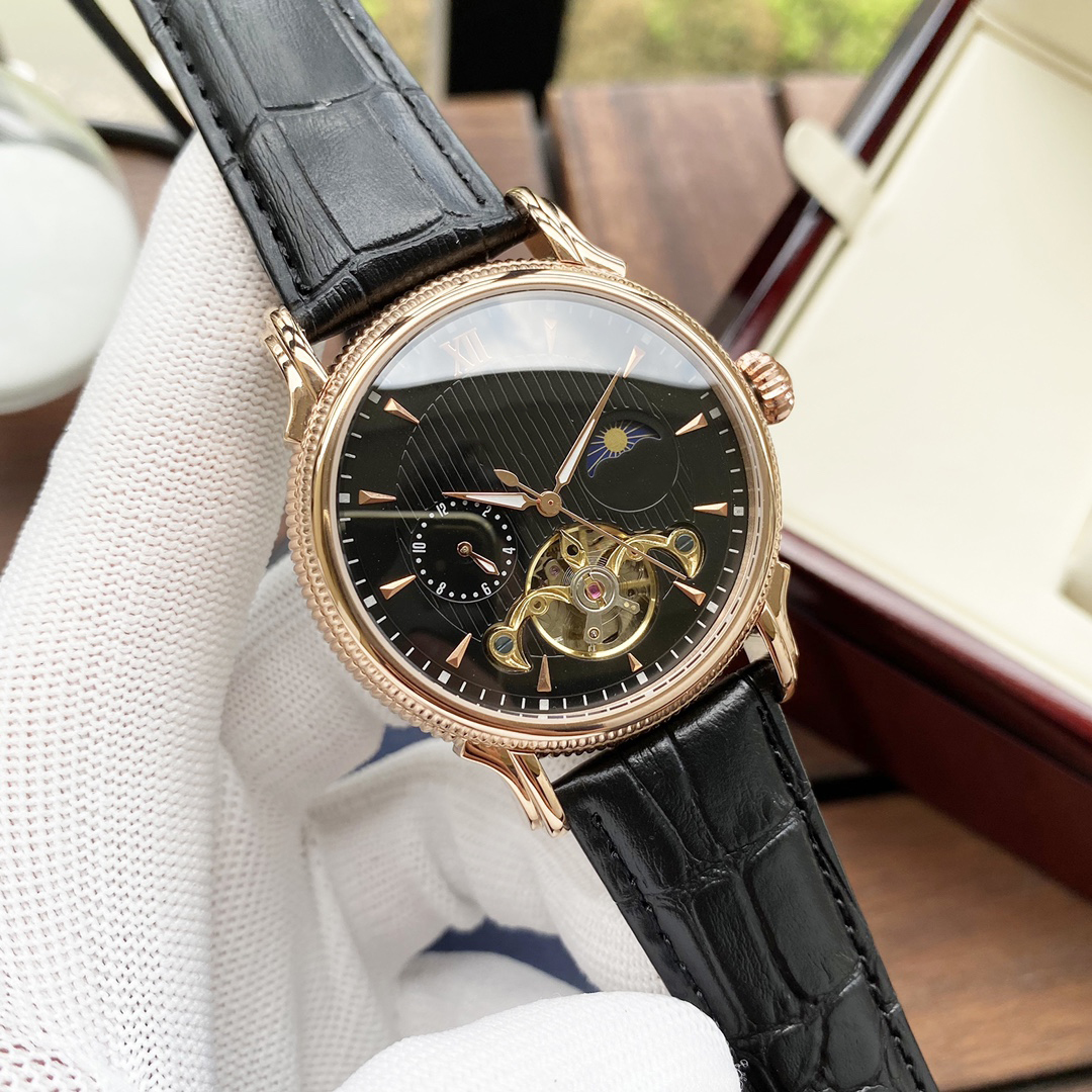 

Wristwatches Top-quality mens watch luxury mechanical watches for men automatic movements tempered glass stainless steel case leather strap, Slivery;brown