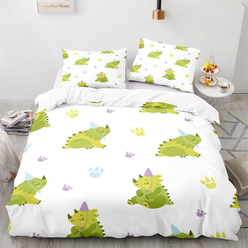 

Bedding Sets Kawaii Style Set Cartoon Duvet Cover With Pillowcase Cute Green Hedgehog Print For Single Double Size