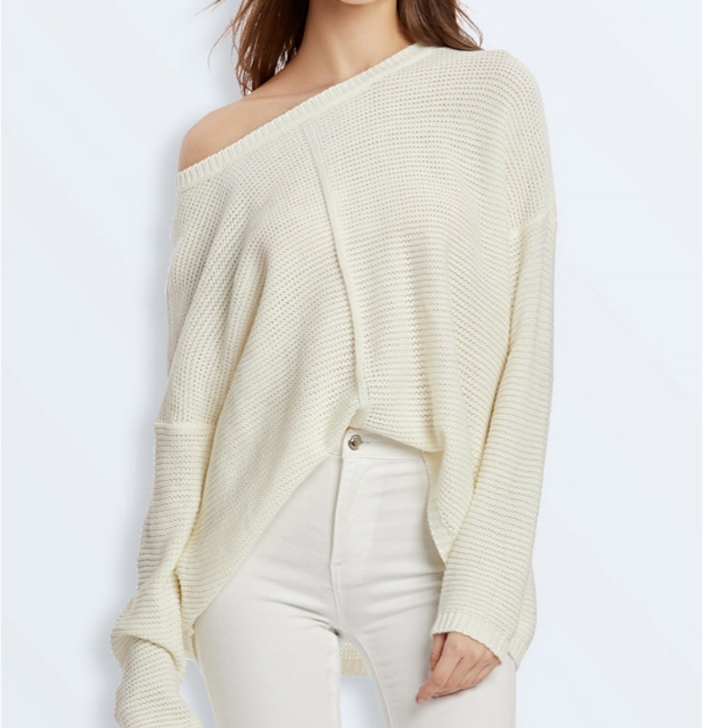 

Autumn Knitted Sweaters Women Loose Pullovers Vintage Off Shoulder Sweater for Woman Korean White Striped Jumper Knitwear 210603, Fluorescent pink