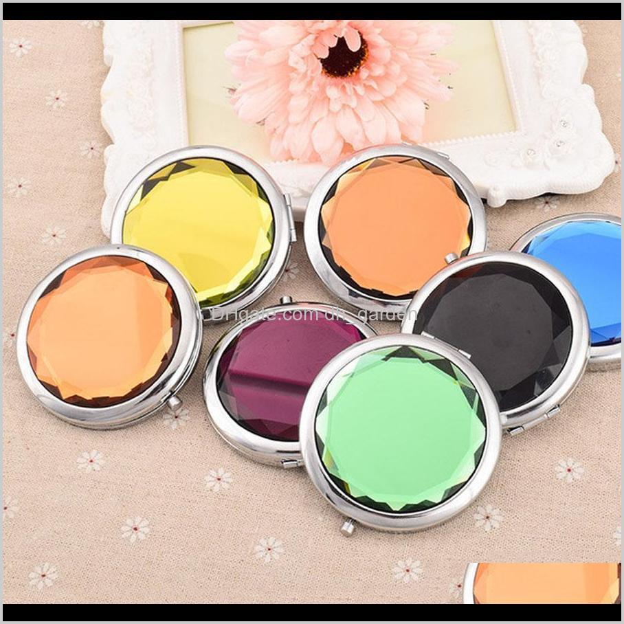 

DÃ©cor Home Garden Drop Delivery 2021 Promotion Custom Crystal Surface Portable Pocket Mini Mirror Women Cosmetic Cute Round Makeup Clamshell