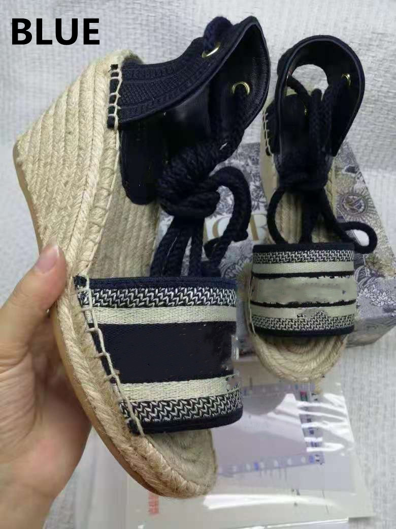 

2021 fashion designer style summer luxury embroidered fabric chunky wedge sandal ankle strap heels fisherman, Clear