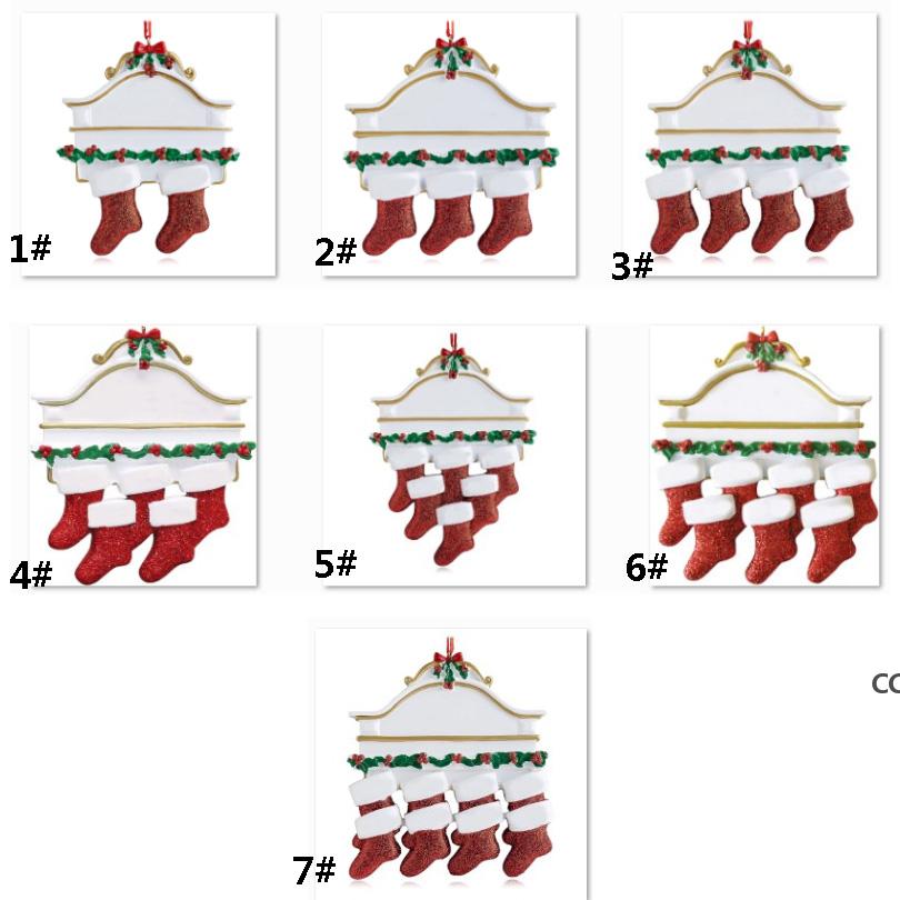 

Resin Personalized Stocking Socks Family Of 2 3 4 5 6 7 8 Christmas Tree Ornament Creative Decorations Pendants DHD10349