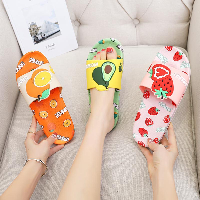 

Slippers Female Summer Cute Girl Heart Japanese Fruit Avocado Strawberry Children Parent-child, Black