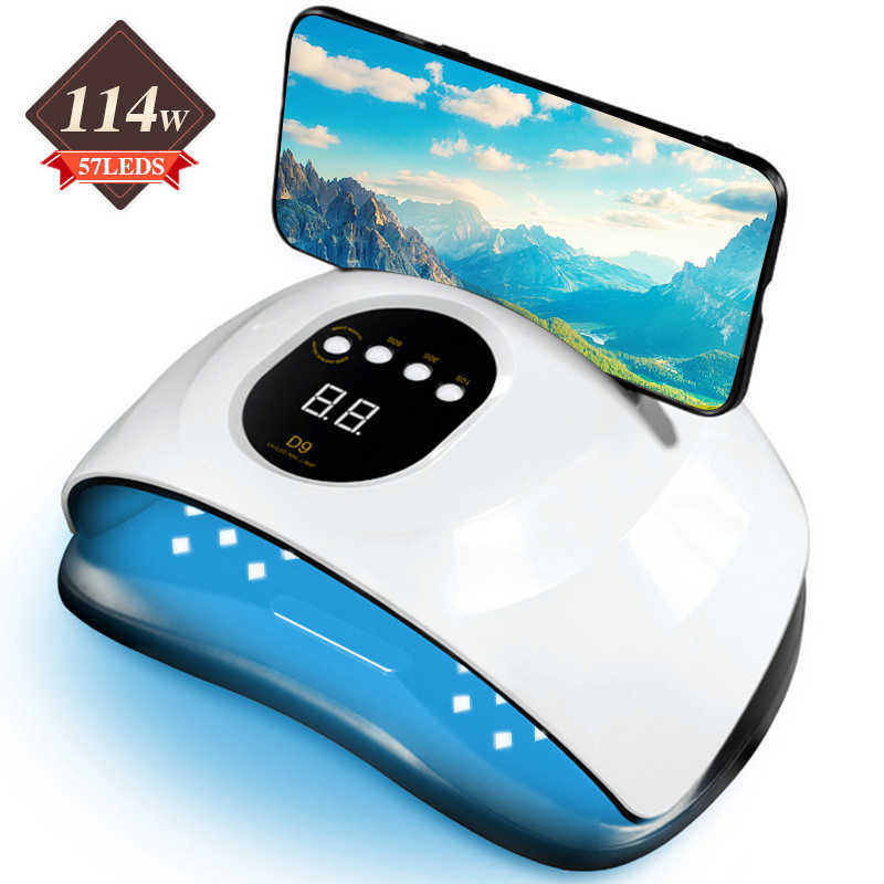 

114W UV Led Nail Lamp Nail Dryer Curing Manicure Gel Light With 4 Timers Auto Sensor Portable Machine For Fingernail and Toenail 210608, X5 plus
