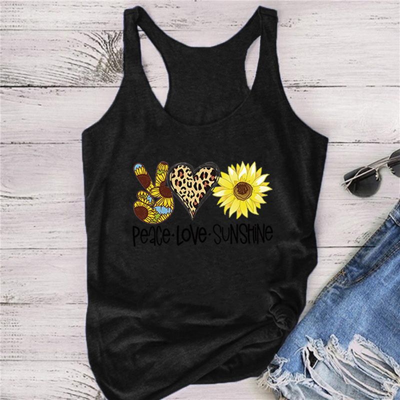 

Women's T-Shirt Women Summer T Shirt Plus Size Sleeveless Casual Hearted Printed Ladies O Neck Loose Basic Top, White