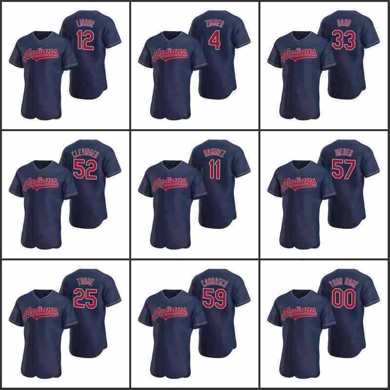 

Cleveland's Indians Men #11 Jose Ramirez 12 Francisco Lindor 30 Tyler Naquin Women Youth Custom Authentic Alternate Jersey, Black