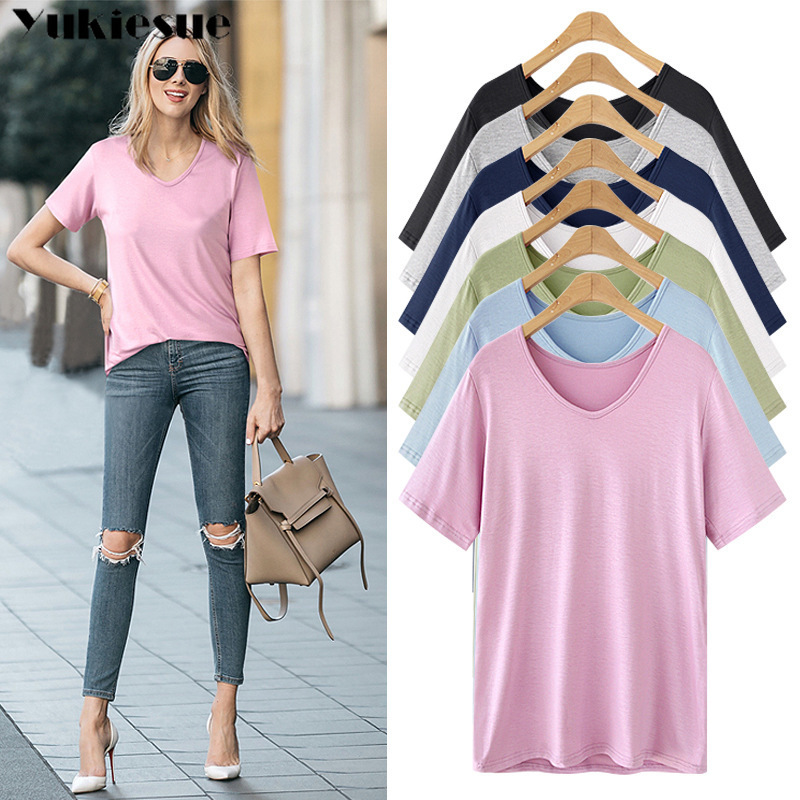 

summer Short sleeve cotton women's top female T-shirt female T-shirts for women t shirt woman tee shirt femme tops plus size 6XL 210519, Black