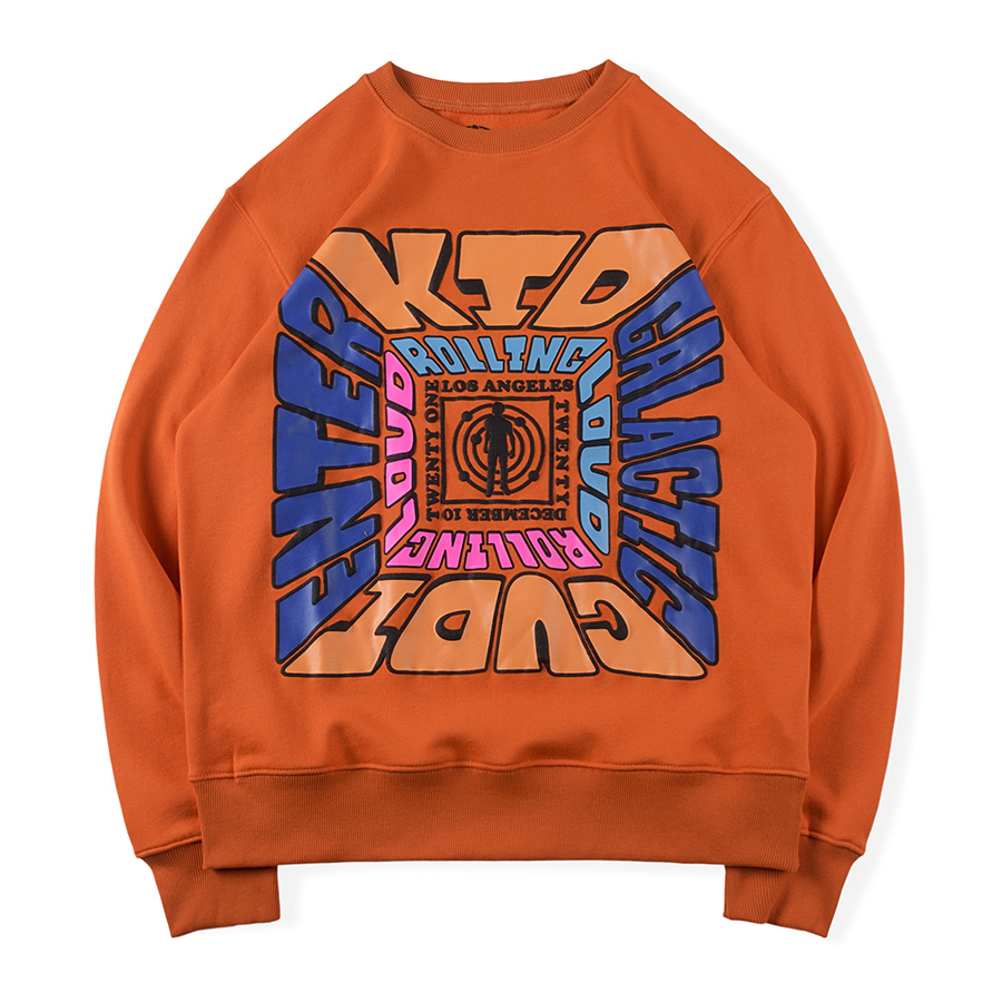 Men Orange Hoodie Fashion Foam Letters Printed Hoodies Sweatshirts High Quality Novelty Fleece Sweatshirt Men's women Hip Hop Tops