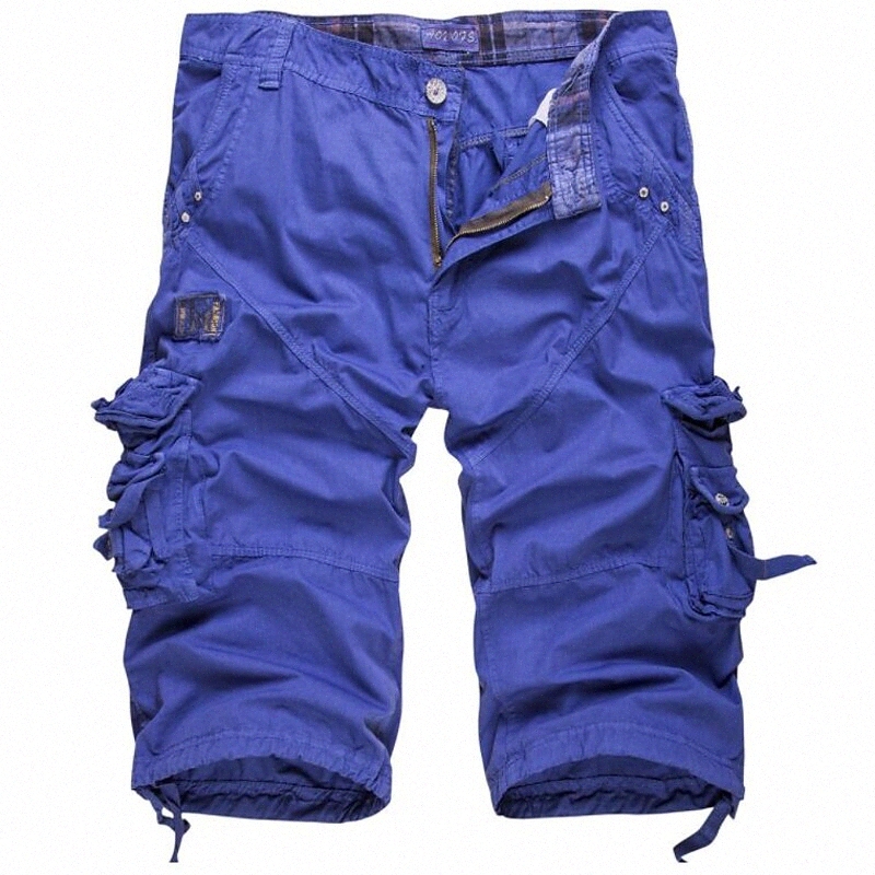 Men's Cargo Casual / Sporty Chinos Tactical Cargo Short Pants Daily Sports Inelastic Solid Color Mid Waist ArmyGreen Blue Black Khaki White 29