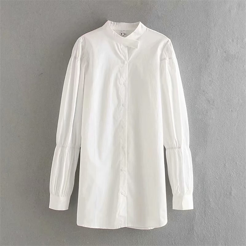 

Summer Long Straight White Solid Single Breasted Button Casual Women Shirt 210524