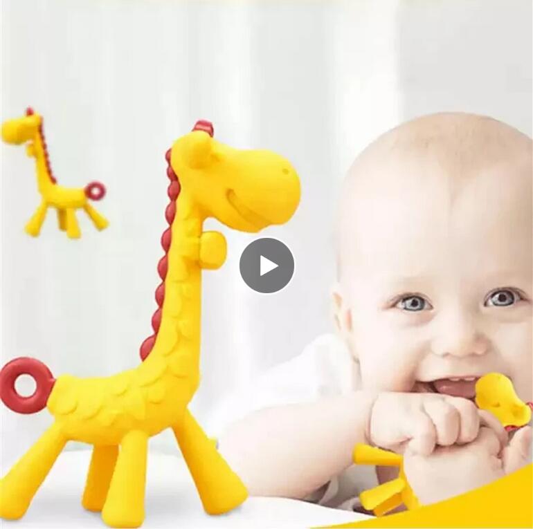 Baby Teether Cartoon Teething Nursing BPA Free Soft Silicone Babe teeth that fawn molar rod giraffe to bite the teethers safty-image-687040158