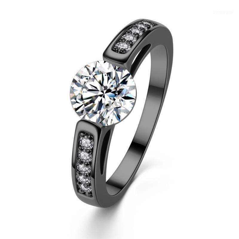 

Wedding Rings ZSS Big Female Ring For Women Trendy Vintage Crown Engagement Black Gold Stone Jewelry, Slivery;golden