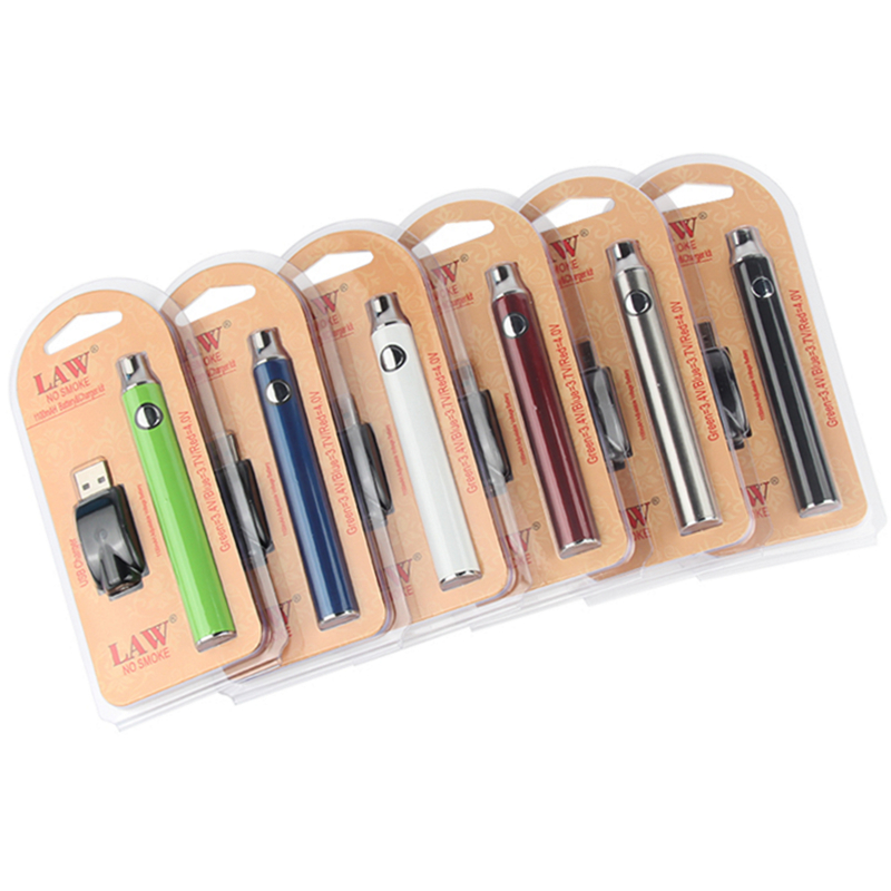 

MOQ 5Pcs Law Vape Battery USB Charger Kit 1100mAh 510 Thread Preheat Vaporizer E Cigarettes Pen VV Batteries for Atomizers Cartridges