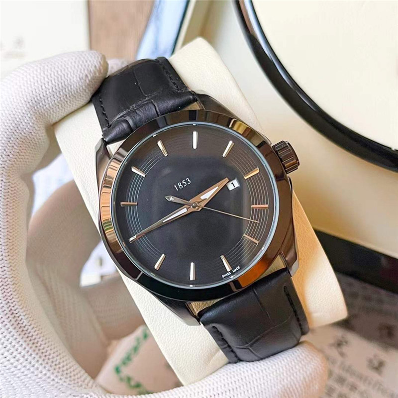 

Fashion Brand Wrist Watch Men Classic style Leather Strap Calendar Quartz Watches 1853 TT66, Slivery;brown