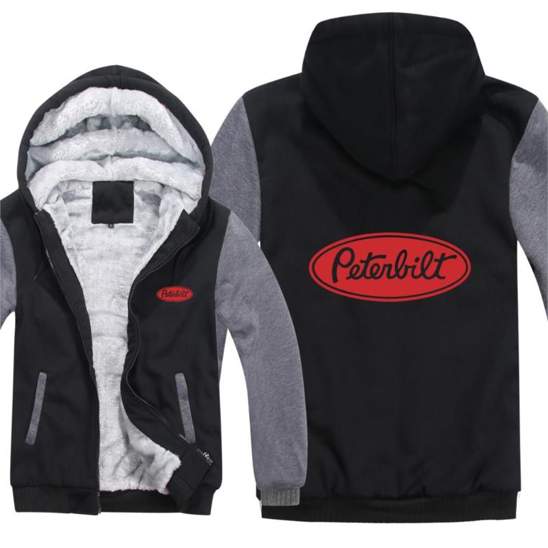 

Men's Hoodies & Sweatshirts Peterbilt Trucks Men Fashion Pullover Warm Wool Liner Jacket Winter Coat HS-019, Black
