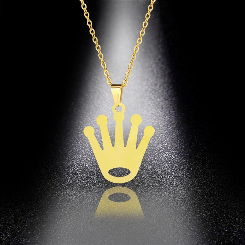 

Crown Pendant 316 Stainless Steel Necklace Female Ins Tide Net Red Simple Light Luxury Girlfriends Lover Gift Necklaces, Silver