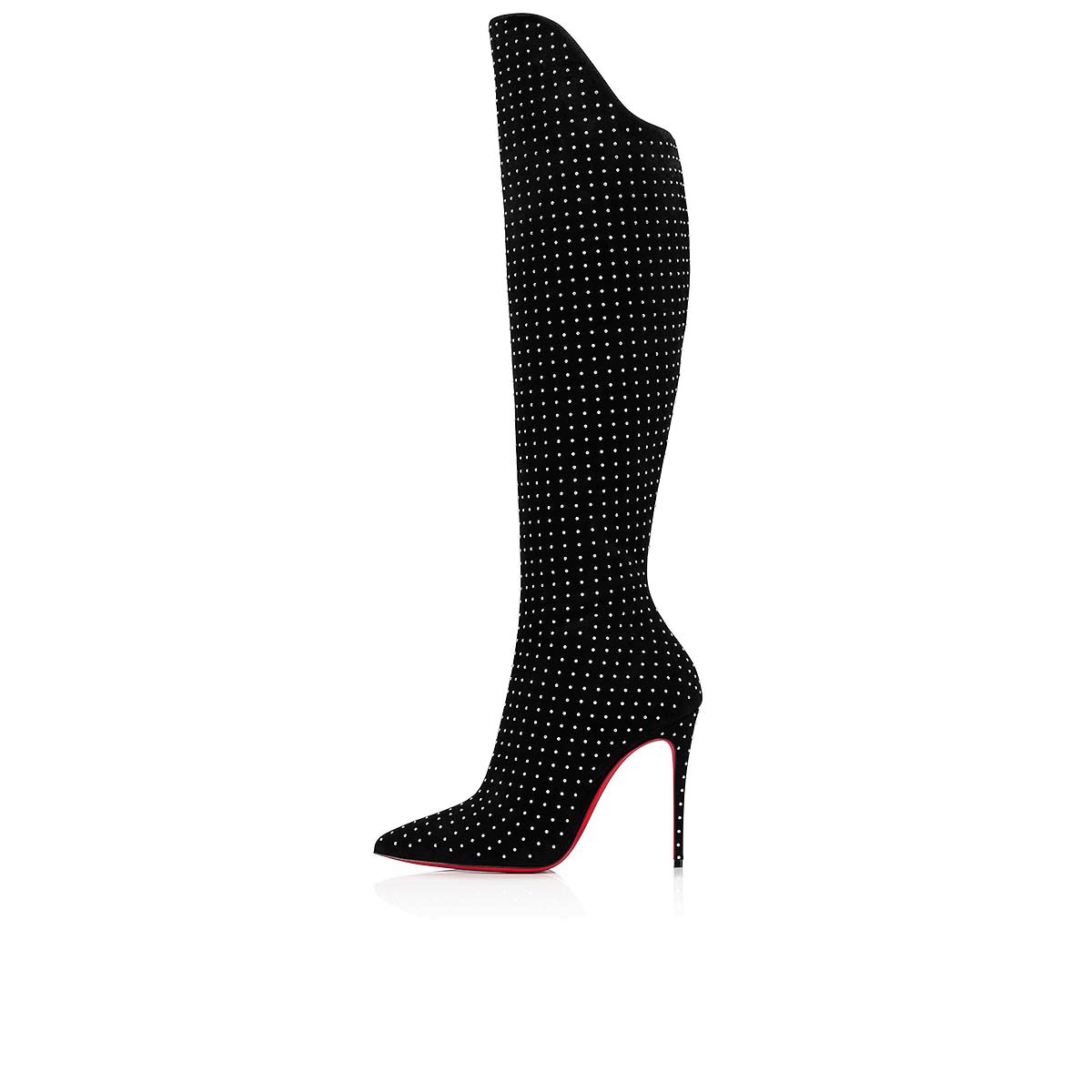 

2021s Women long boot red bottom high heels Alta Botta Plume 100mm suede knee highs boots Black suedes knee-high boots leathers with rhinestone luxury shoes