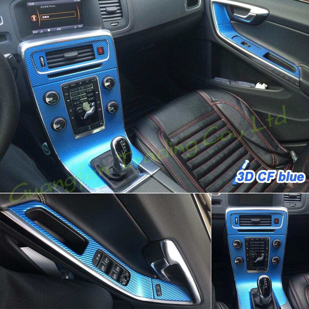 

Interior Central Control Panel Door Handle 3D 5D Carbon Fiber Stickers Decals Car-styling Cover Parts Products Accessories For Volvo S60 V60, Left hand drive