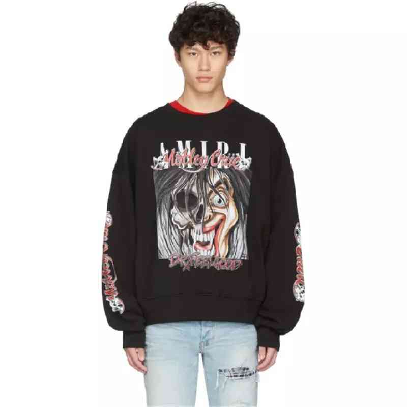 

Amir i Chao fashion20ss amir i wind printed grimace couples Hooded Sweater spring and summer high street Hoodie Long Sleeve, Black