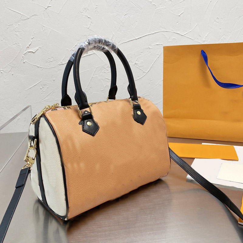 

Boston Shoulder Bag Pillow Handbag Lady Tote Travel Duffel Crossbody Bags Genuine Leather Fashion Letter Old Flower Printed Removable Adjustable Strap