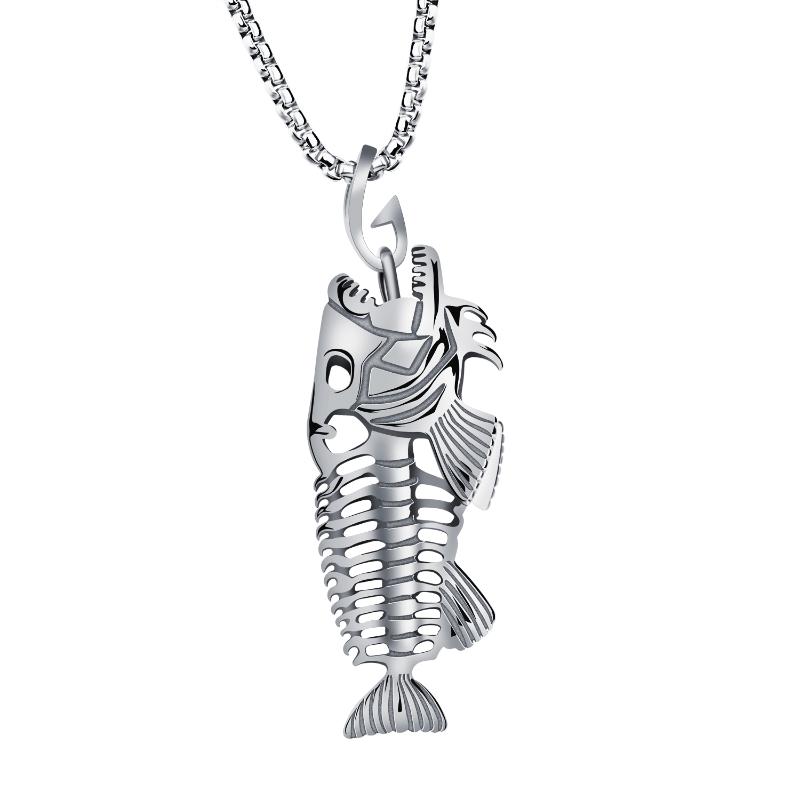 

Pendant Necklaces GX1073 Fishbone Design Cool Man Gift Stainless Steel Necklace For Fish Lover