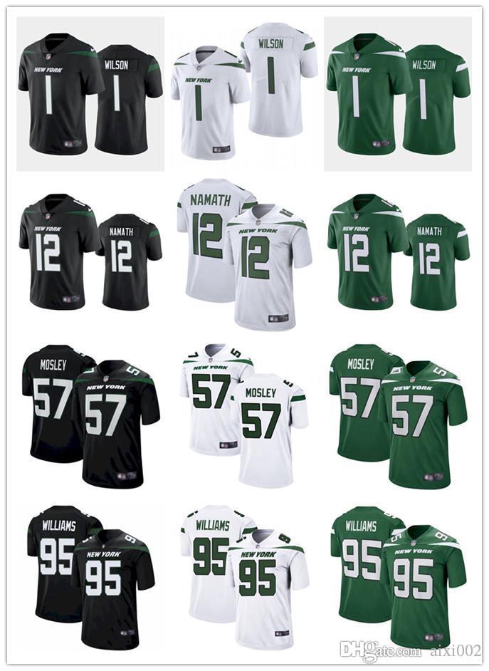 

Men Women Youth New York Jets 57 C.J. Mosley 1 Zach Wilson 12 Joe Namath 95 Quinnen Williams Black Green Customs Football Je, Black;red