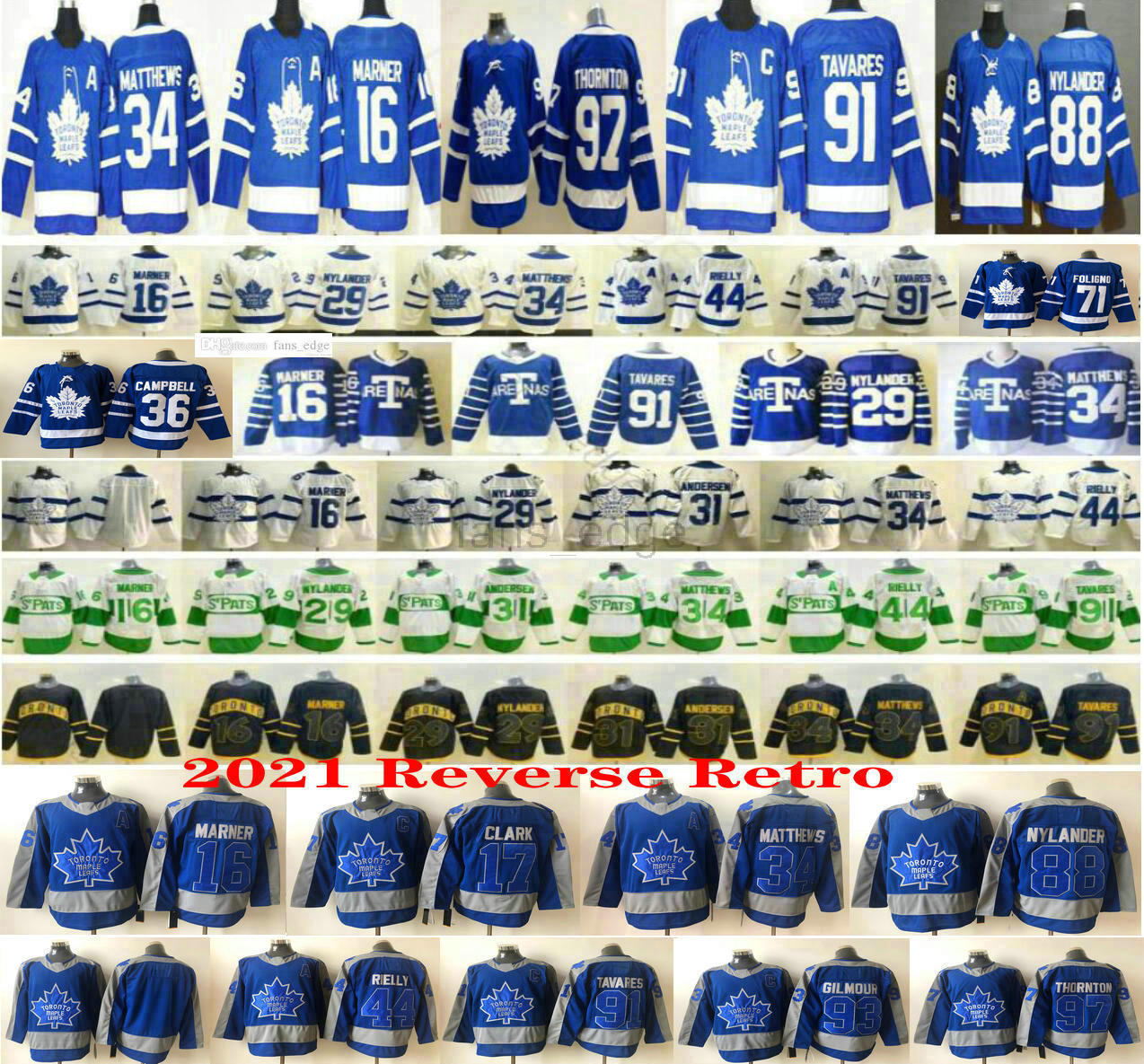 

2021 Reverse Retro Toronto Maple Leafs Hockey Jerseys Auston Matthews Mitchell Marner Tavares Nylander Frederik Andersen Morgan Rielly Nick Foligno Jack Campbell, Women size only s-xl