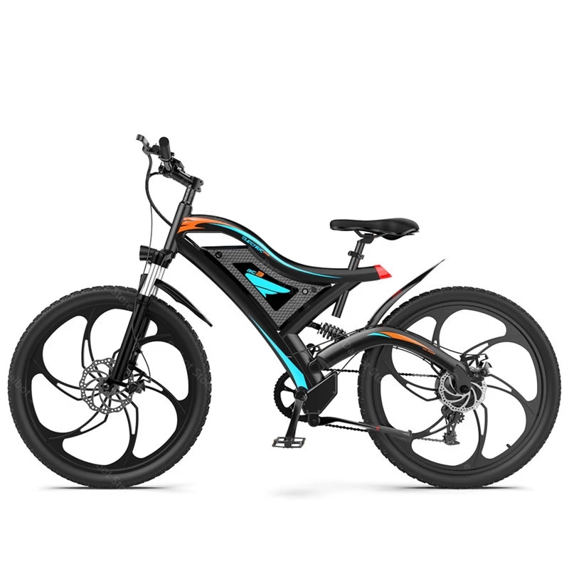 

US Stock S05-1 Powerful Electric Bicycle Two Wheels Electrics Bicycles Conjoined Rim 26 Inch 48V 500W Electric-Bike Adults With Hydraulic Absorber, Conjoined rim black