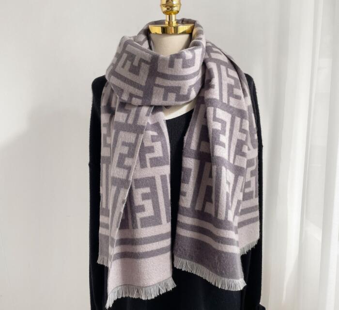 

Classic Winter New woman Scarf Wholesale double-sided cashmere warm Letters shawl k66 180*70CM, Blue;gray