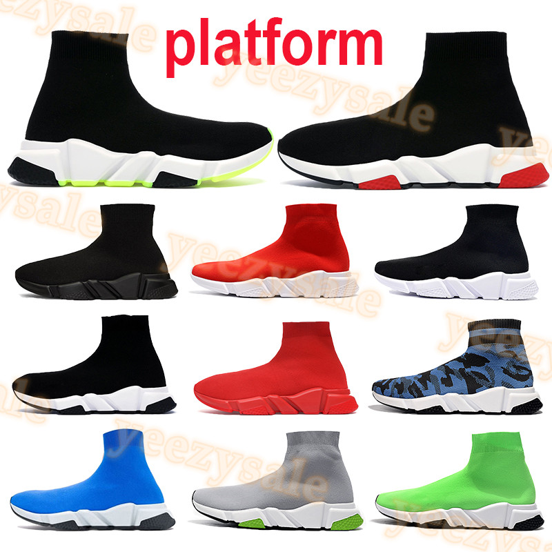

High quality 2021 paris casual socks shoes mens women platform sneaker fashion triple black white red green men trainers US 6-12, Bubble wrap packaging