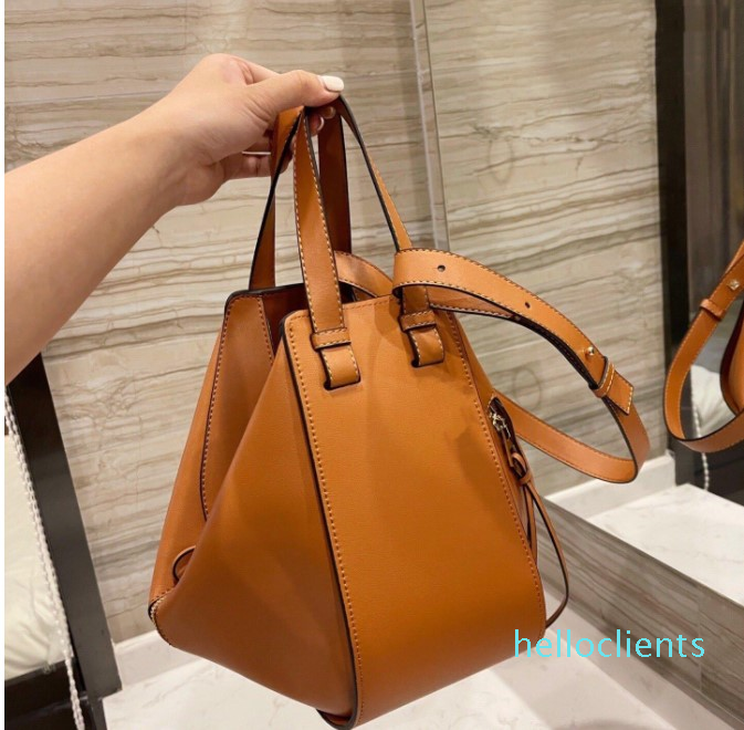 

Designer- Classic Embossed Hammock Bag Simple Luxury Elegant Lady Bags Thread Artwork Handbag Shoulder Package, Brown