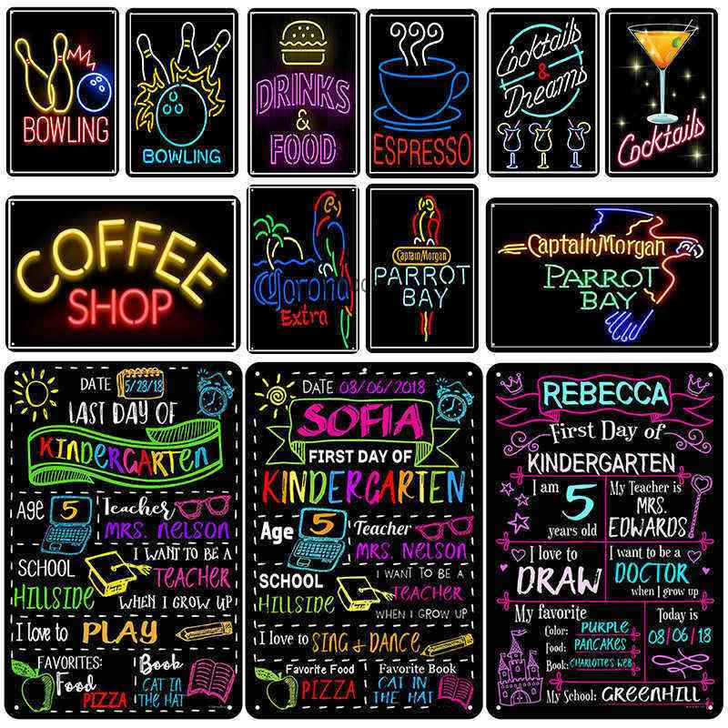 

Home Decor Vintage Pin Up Wall Sticker Tin Sign For Coffee Tea Shop Bar Decoration Art Iron Painting Metal Plaque Signsa