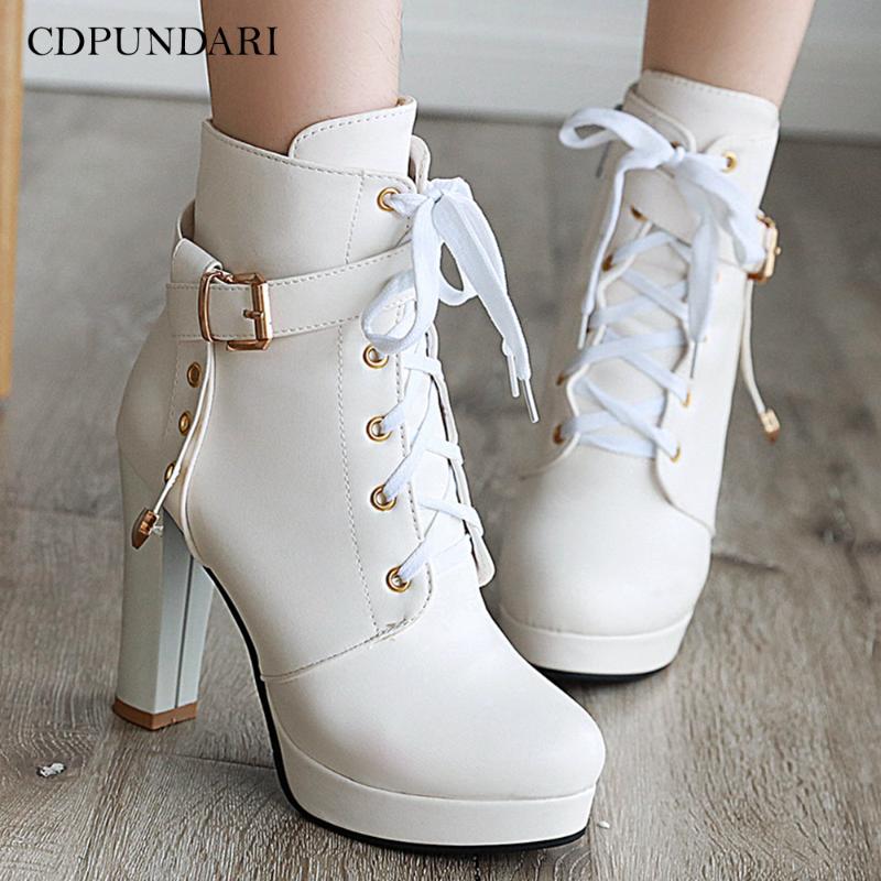 

Boots CDPUNDARI High Heels Ankle For Women Platforms Ladies Winter Shoes Woman Botas Mujer Botte Femme Zapatos, Black