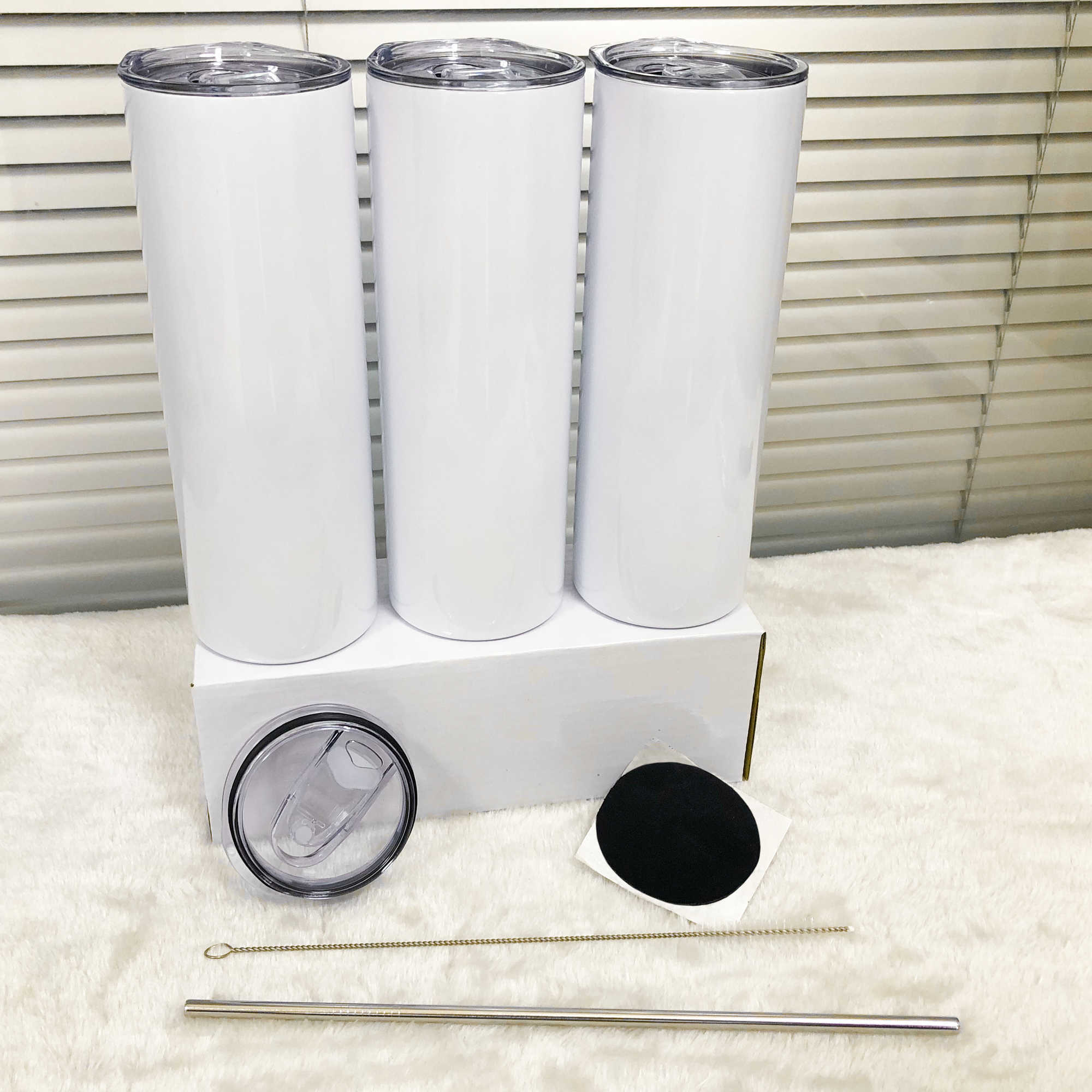 

STRAIGHT 20oz Sublimation Skinny Tumblers Mugs With Straw Lid Stainless Steel Water Bottles Drinkware Double Insulated Cups Panic buying On